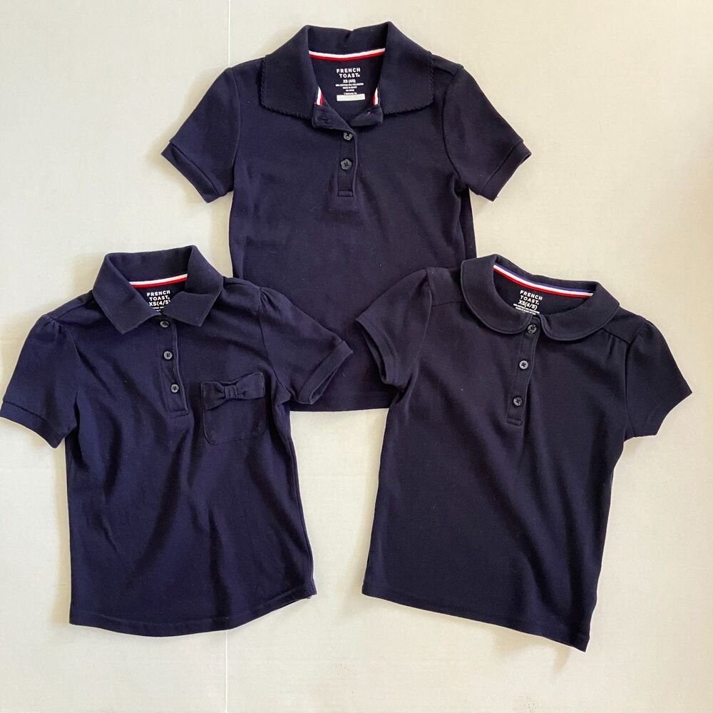 French Toast XS 4/5 Short Sleeve Navy Uniform Polo Shirts